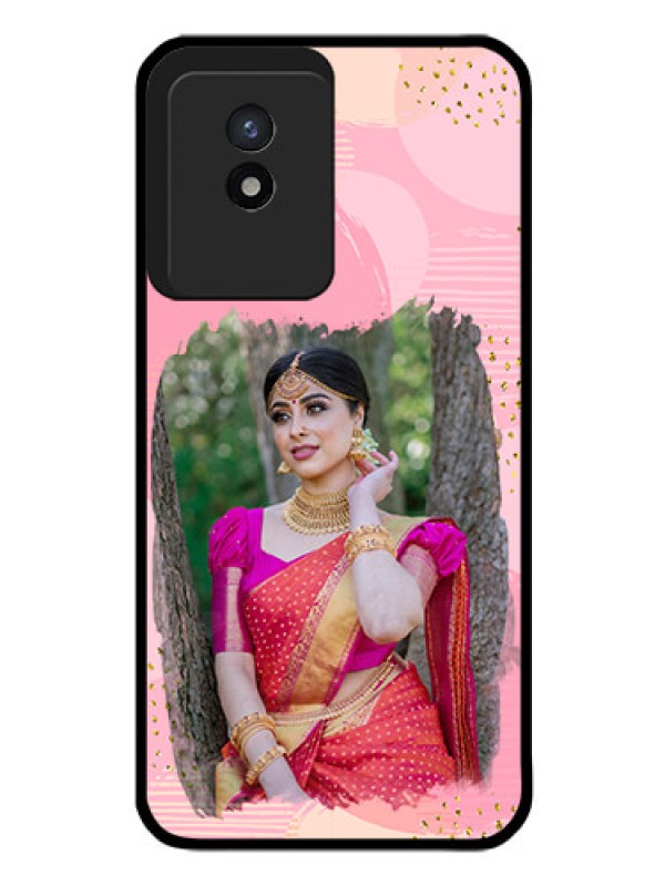 Custom Vivo Y02 Personalized Glass Phone Case - Gold Glitter Splash Design