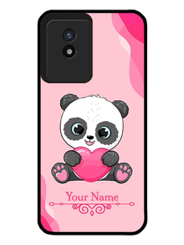 Custom Vivo Y02 Custom Glass Mobile Case - Cute Panda Design