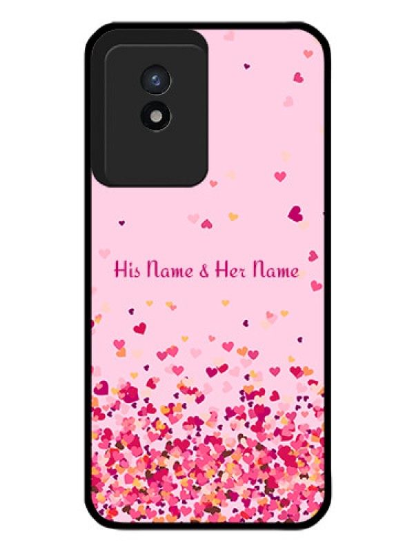 Custom Vivo Y02 Photo Printing on Glass Case - Floating Hearts Design