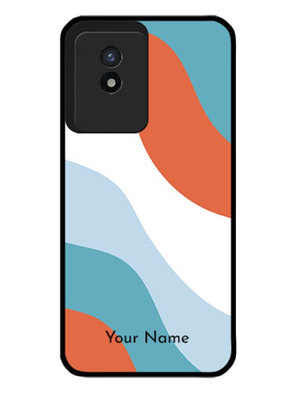 Custom Vivo Y02 Custom Glass Mobile Case - coloured Waves Design