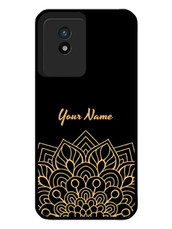 Custom Vivo Y02 Custom Glass Phone Case - Golden mandala Design