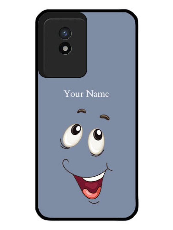 Custom Vivo Y02 Photo Printing on Glass Case - Laughing Cartoon Face Design