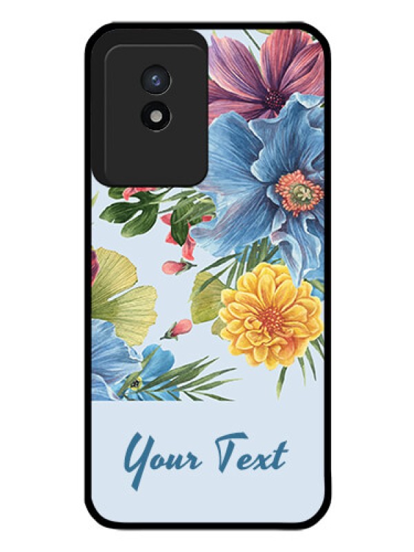 Custom Vivo Y02 Custom Glass Mobile Case - Stunning Watercolored Flowers Painting Design