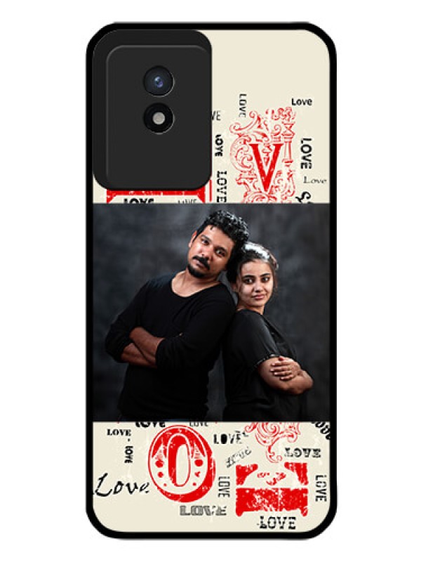 Custom Vivo Y02T Photo Printing on Glass Case - Trendy Love Design Case