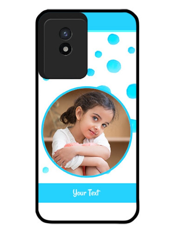 Custom Vivo Y02T Photo Printing on Glass Case - Blue Bubbles Pattern Design