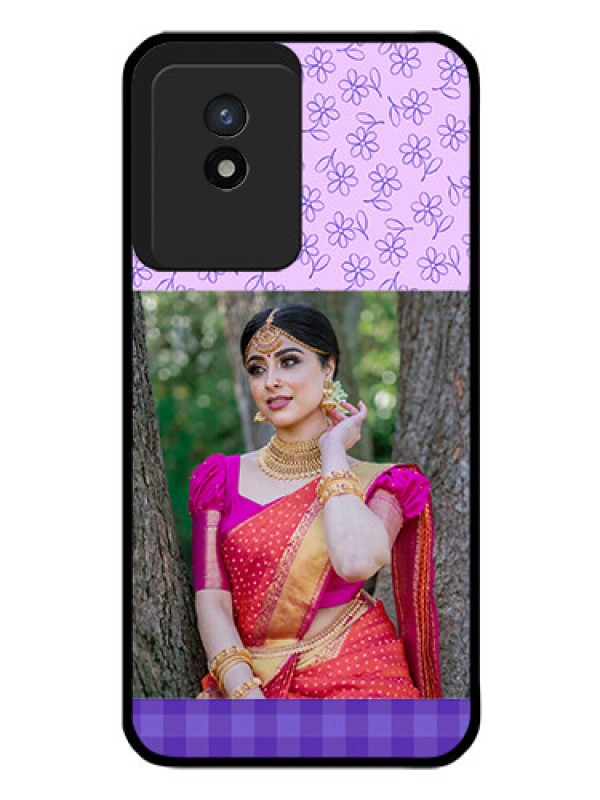 Custom Vivo Y02T Custom Glass Phone Case - Purple Floral Design