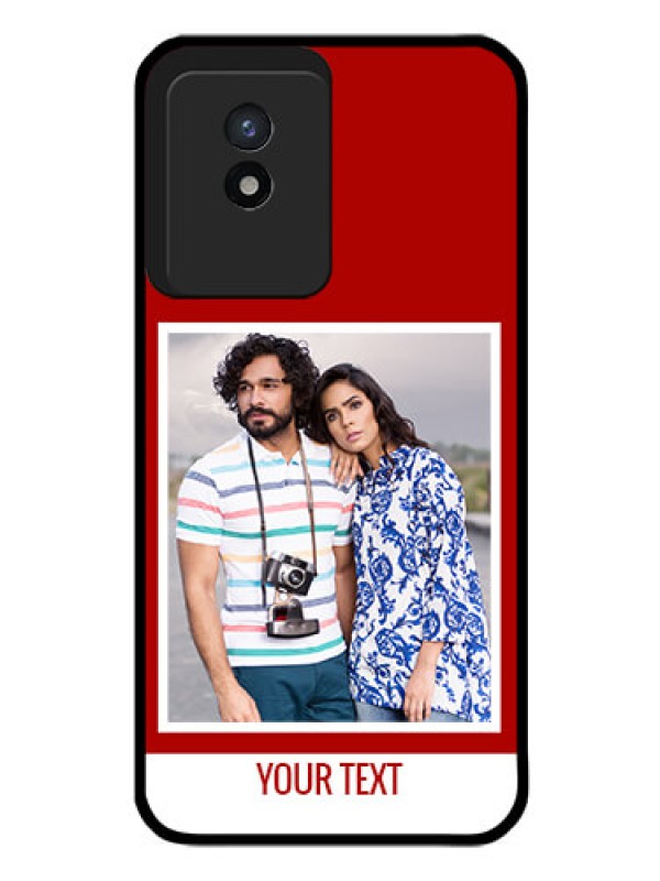 Custom Vivo Y02T Personalized Glass Phone Case - Simple Red Color Design