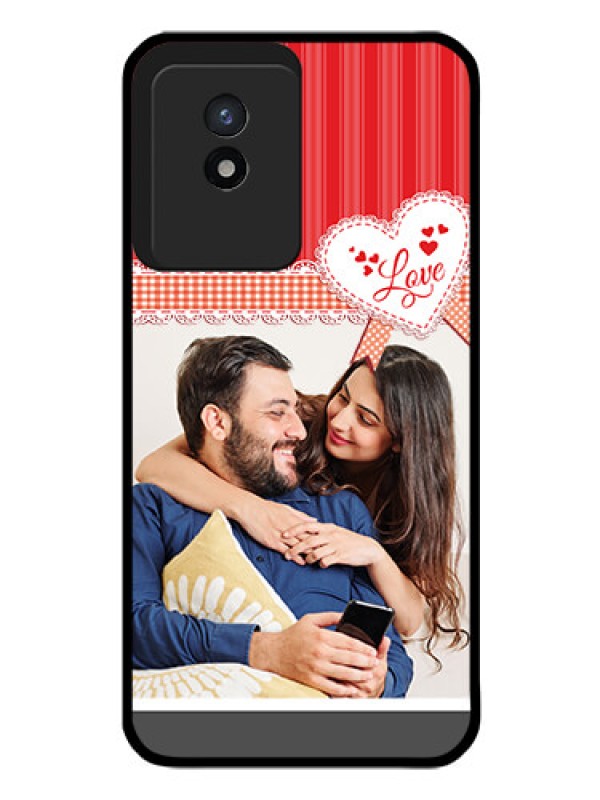 Custom Vivo Y02T Custom Glass Mobile Case - Red Love Pattern Design