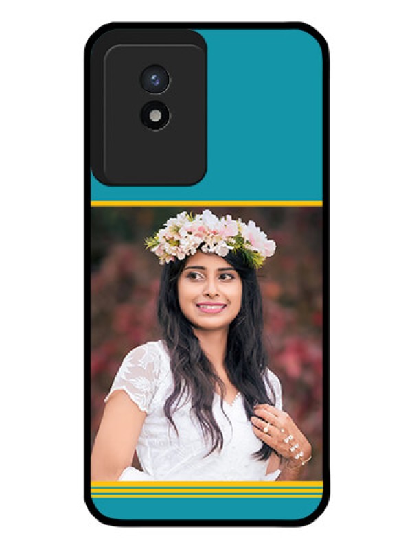 Custom Vivo Y02T Custom Glass Phone Case - Yellow & Blue Design