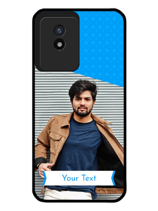 Custom Vivo Y02T Photo Printing on Glass Case - Simple Blue Color Design