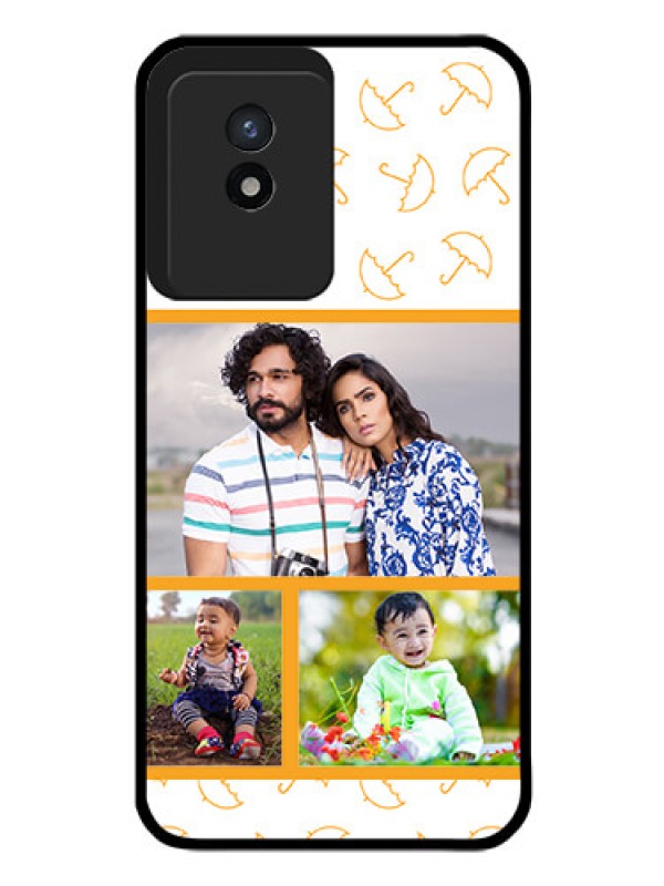 Custom Vivo Y02T Custom Glass Mobile Case - Yellow Pattern Design
