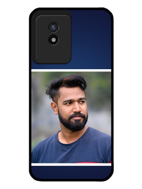 Custom Vivo Y02T Personalized Glass Phone Case - Simple Royal Blue Design
