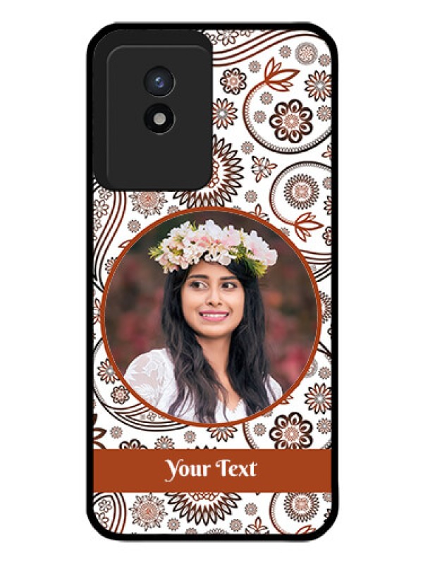 Custom Vivo Y02T Custom Glass Mobile Case - Abstract Flower Design