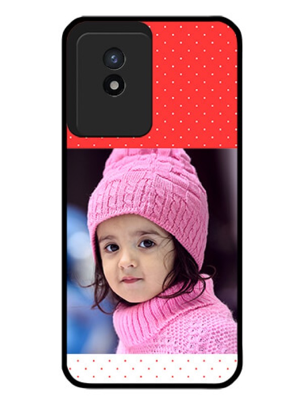 Custom Vivo Y02T Photo Printing on Glass Case - Red Pattern Design