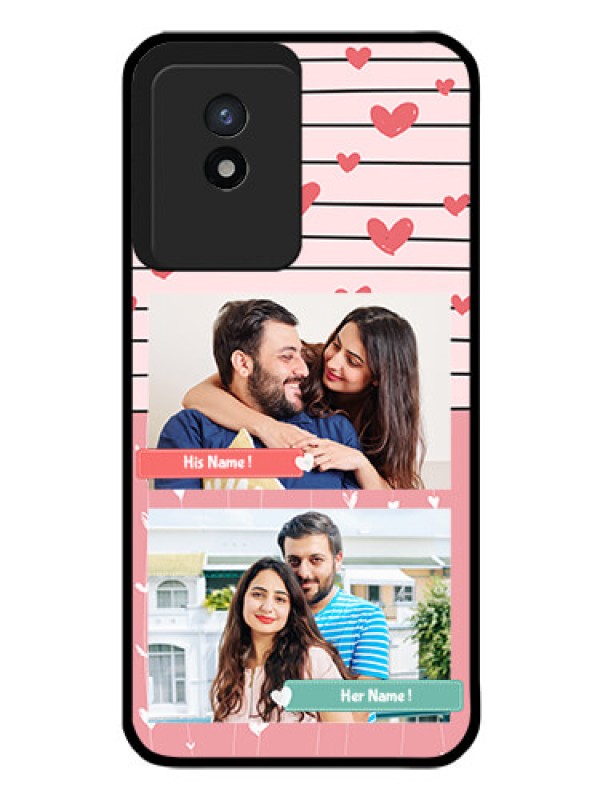 Custom Vivo Y02T Custom Glass Mobile Case - Photo with Heart Design