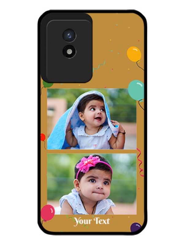 Custom Vivo Y02T Personalized Glass Phone Case - Image Holder with Birthday Celebrations Design