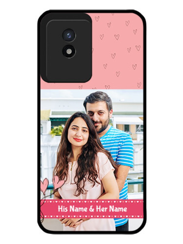 Custom Vivo Y02T Personalized Glass Phone Case - Love Design Peach Color