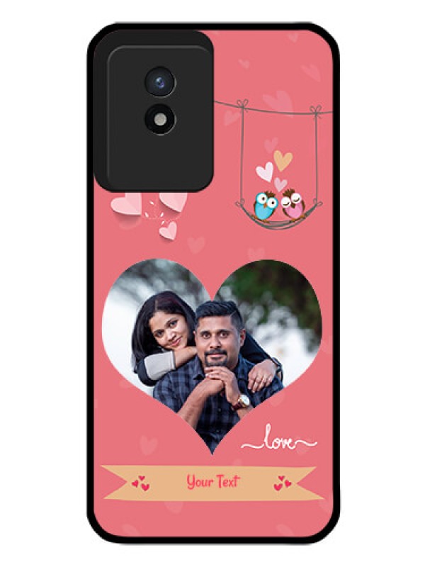 Custom Vivo Y02T Personalized Glass Phone Case - Peach Color Love Design