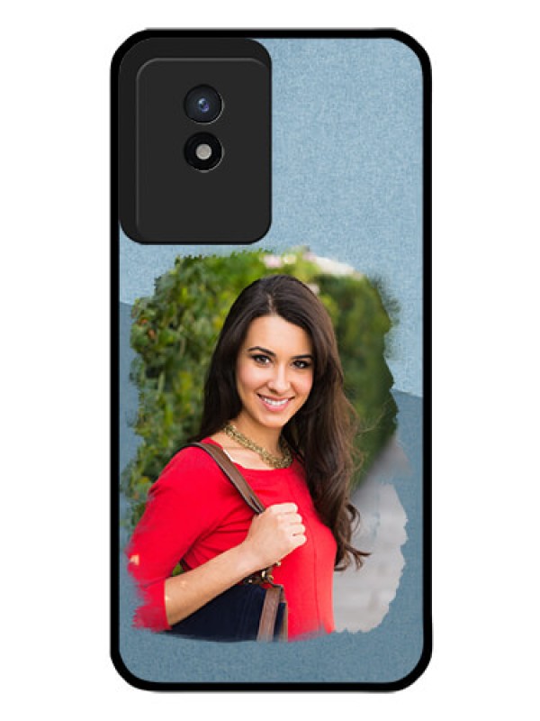 Custom Vivo Y02T Custom Glass Mobile Case - Grunge Line Art Design