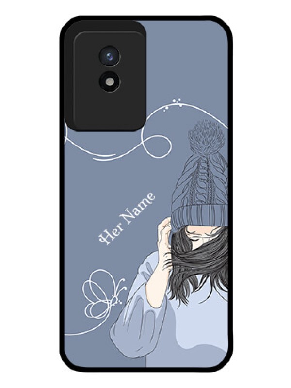 Custom Vivo Y02T Custom Glass Mobile Case - Girl in winter outfit Design