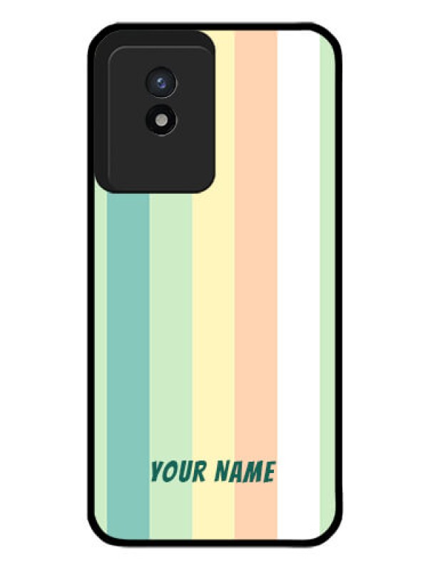 Custom Vivo Y02T Photo Printing on Glass Case - Multi-colour Stripes Design
