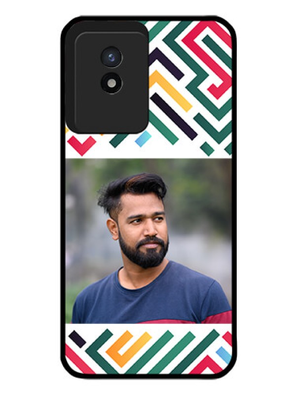 Custom Vivo Y02T Personalized Glass Phone Case - Colorful Maze Pattern Design