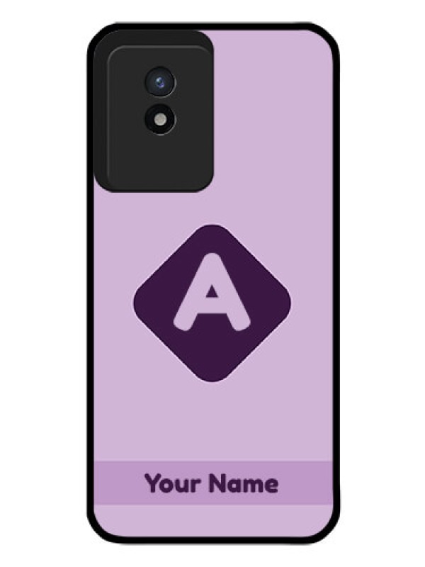 Custom Vivo Y02T Custom Glass Mobile Case - Custom Letter in curved badge Design