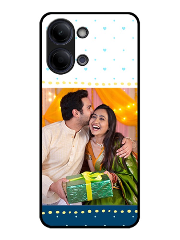Custom Vivo Y05 4G Custom Glass Phone Case - White And Blue Abstract Design