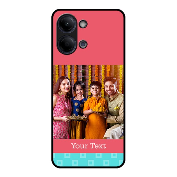 Vivo Y05 4G Custom Glass Phone Case - Peach & Blue Color Design
