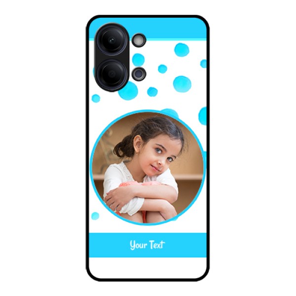 Vivo Y05 4G Custom Glass Phone Case - Blue Bubbles Pattern Design Vivo Y05 4G Custom Glass Phone Case - Blue Bubbles Pattern Design