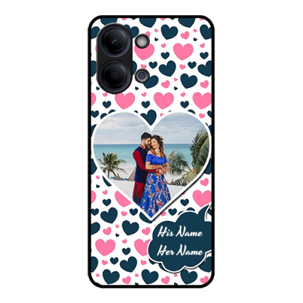 Vivo Y05 4G Custom Glass Phone Case - Pink & Blue Heart Design