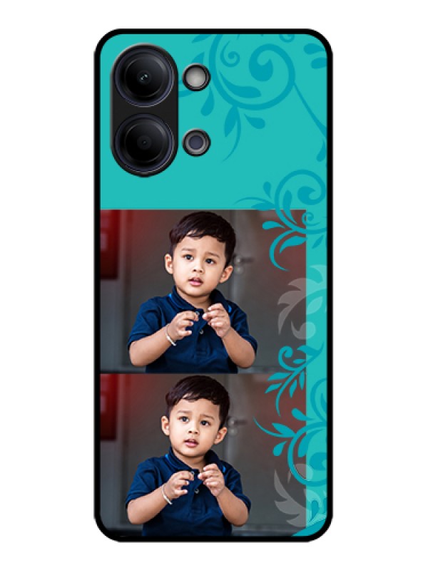 Custom Vivo Y05 4G Custom Glass Phone Case - With Photo And Green Floral Design