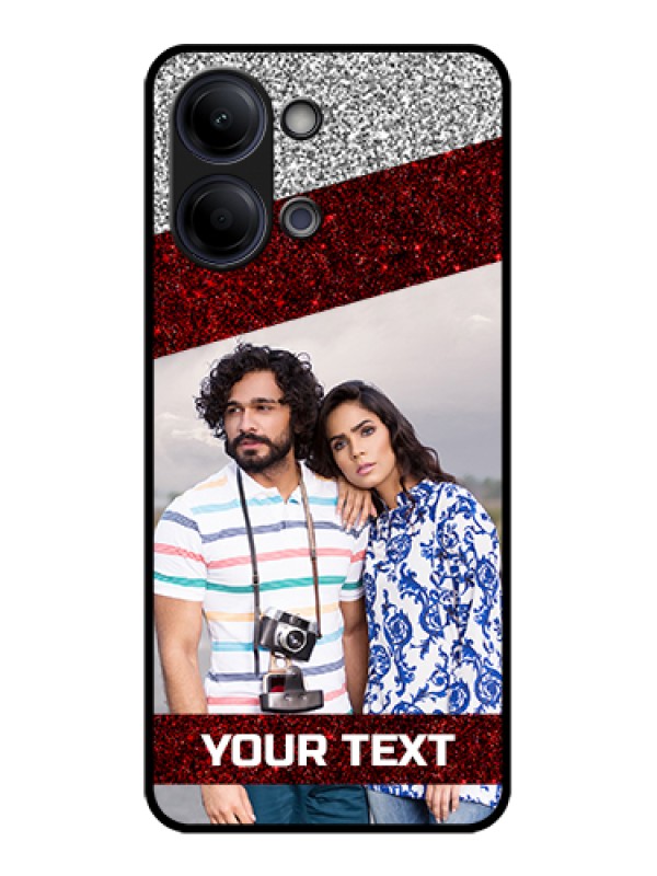 Custom Vivo Y05 4G Custom Glass Phone Case - Image Holder With Glitter Strip Design