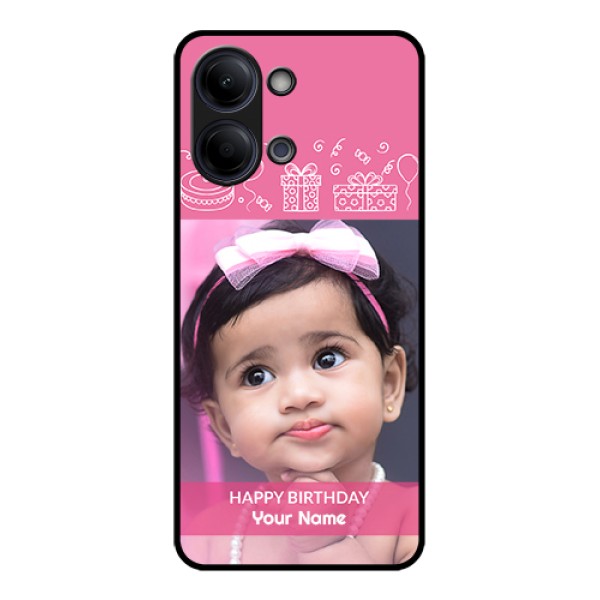 Vivo Y05 4G Custom Glass Phone Case - With Birthday Line Art Design Vivo Y05 4G Custom Glass Phone Case - With Birthday Line Art Design