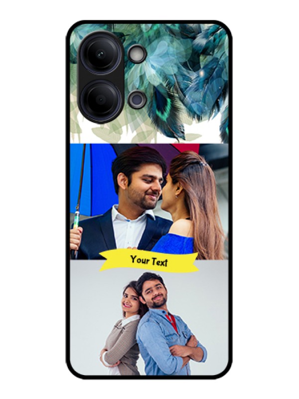 Custom Vivo Y05 4G Custom Glass Phone Case - Image With Boho Peacock Feather Design