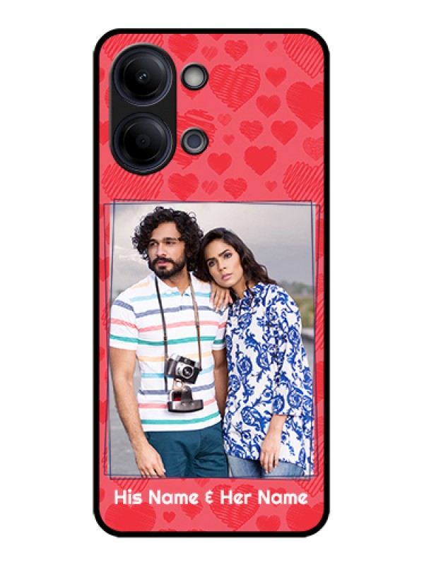 Custom Vivo Y05 4G Custom Glass Phone Case - With Red Heart Symbols Design