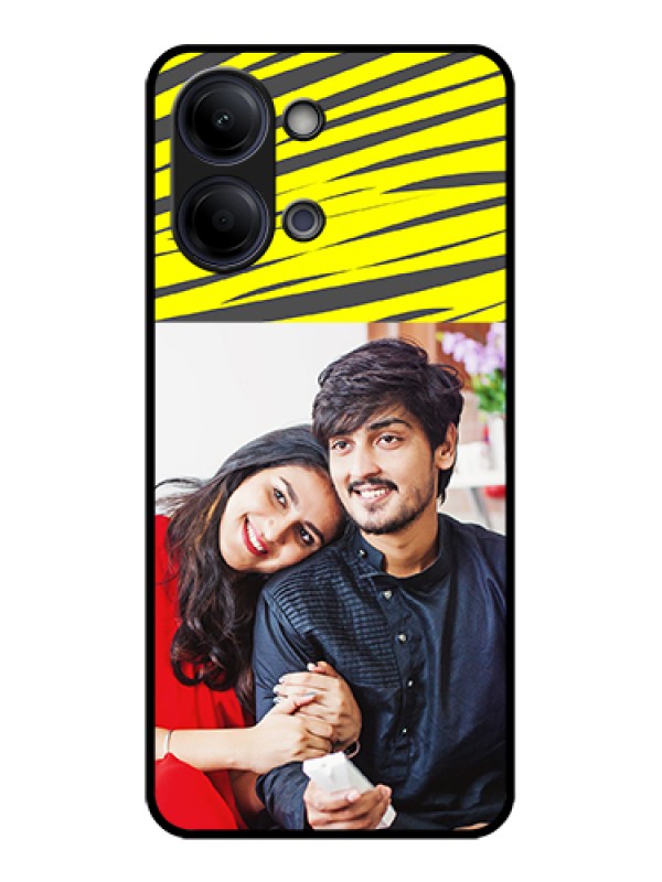 Custom Vivo Y05 4G Custom Glass Phone Case - Yellow Abstract Design