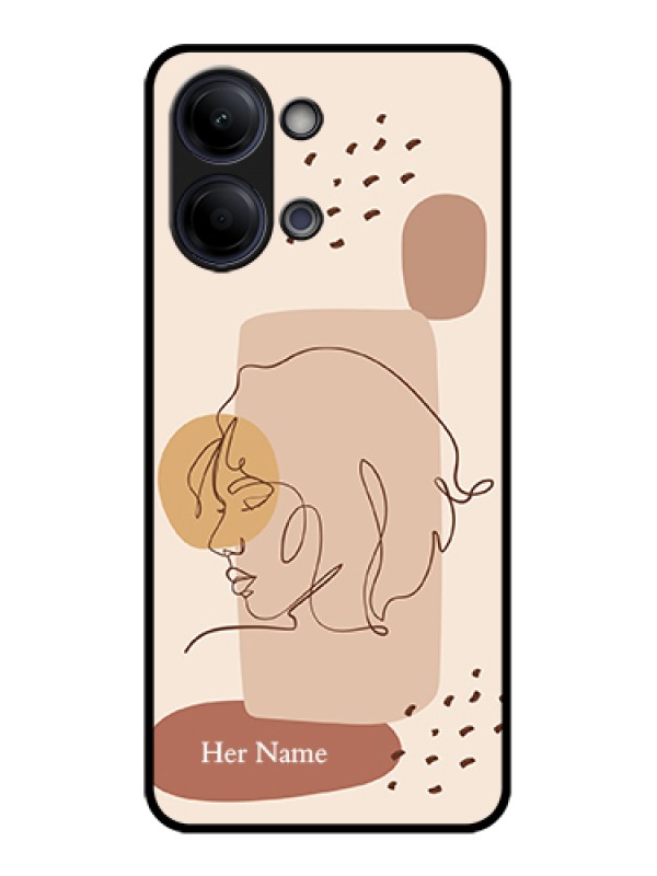 Custom Vivo Y05 4G Custom Glass Phone Case - Calm Woman Line Art Design