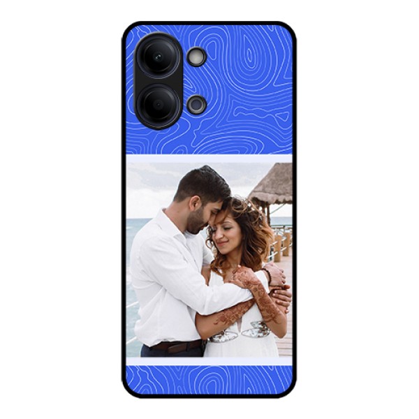 Vivo Y05 4G Custom Glass Phone Case - Curved Line Art With Blue And White Design Vivo Y05 4G Custom Glass Phone Case - Curved Line Art With Blue And White Design