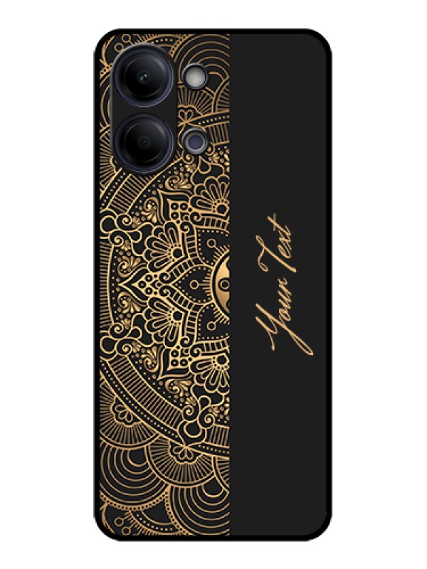 Custom Vivo Y05 4G Custom Glass Phone Case - Mandala Art With Custom Text Design