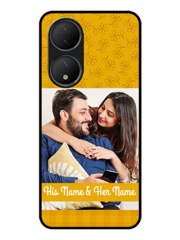 Custom Vivo Y100 Custom Glass Mobile Case - Yellow Floral Design