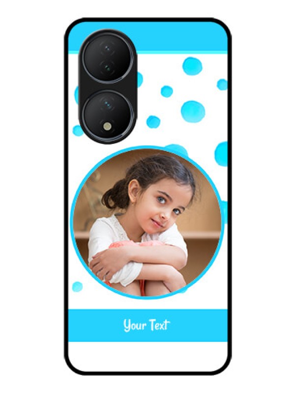 Custom Vivo Y100 Photo Printing on Glass Case - Blue Bubbles Pattern Design