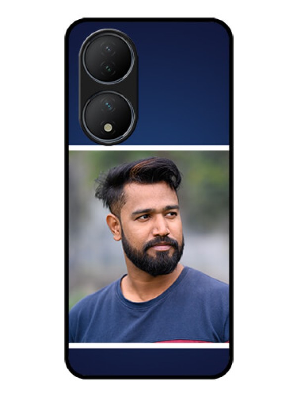 Custom Vivo Y100 Personalized Glass Phone Case - Simple Royal Blue Design