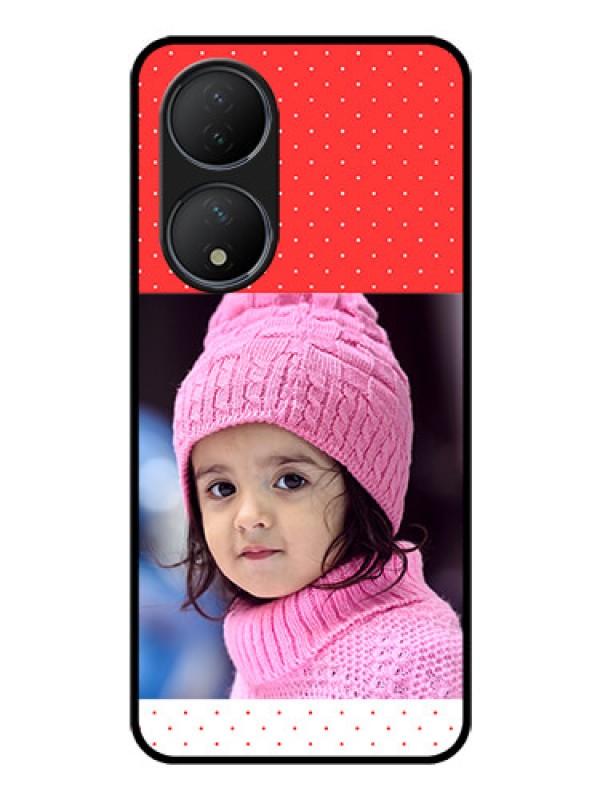 Custom Vivo Y100 Photo Printing on Glass Case - Red Pattern Design