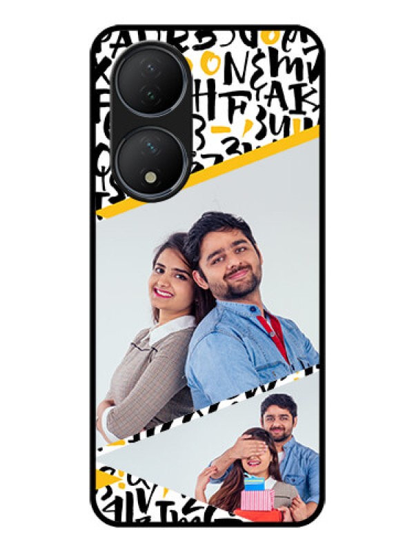 Custom Vivo Y100 Custom Glass Mobile Case - Letters Pattern Design