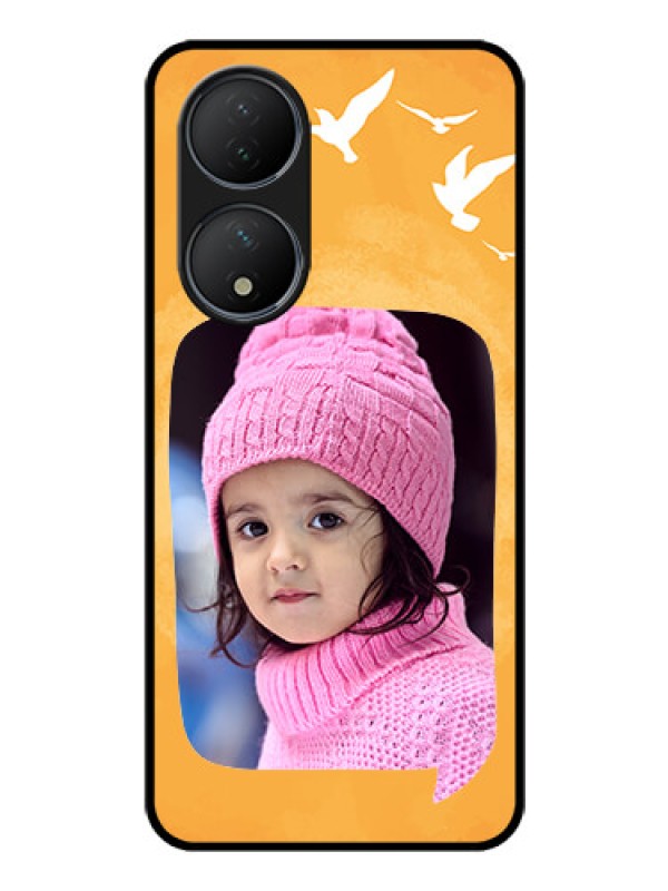 Custom Vivo Y100 Personalized Glass Phone Case - Water Color Design with Bird Icons