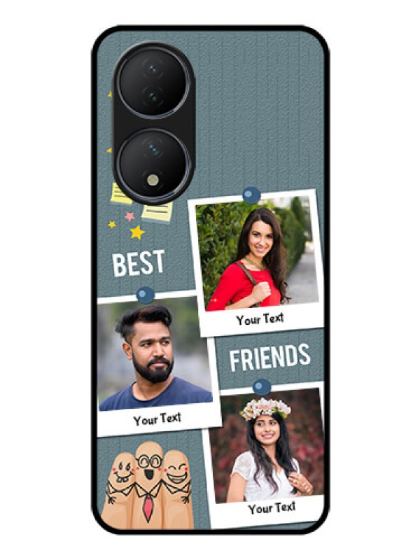 Custom Vivo Y100 Personalized Glass Phone Case - Sticky Frames and Friendship Design