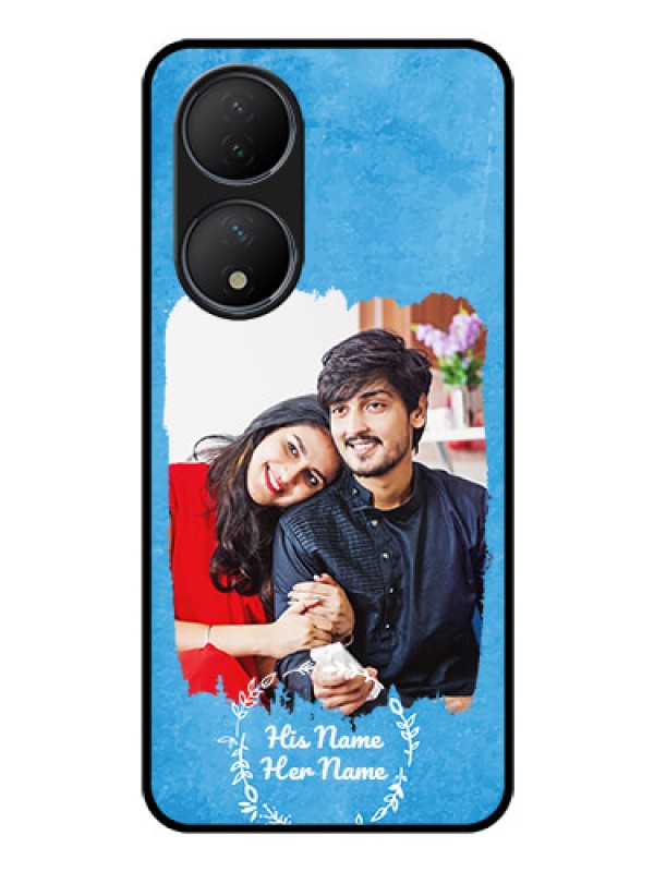 Custom Vivo Y100 Custom Glass Phone Case - Blue Color Vintage Design