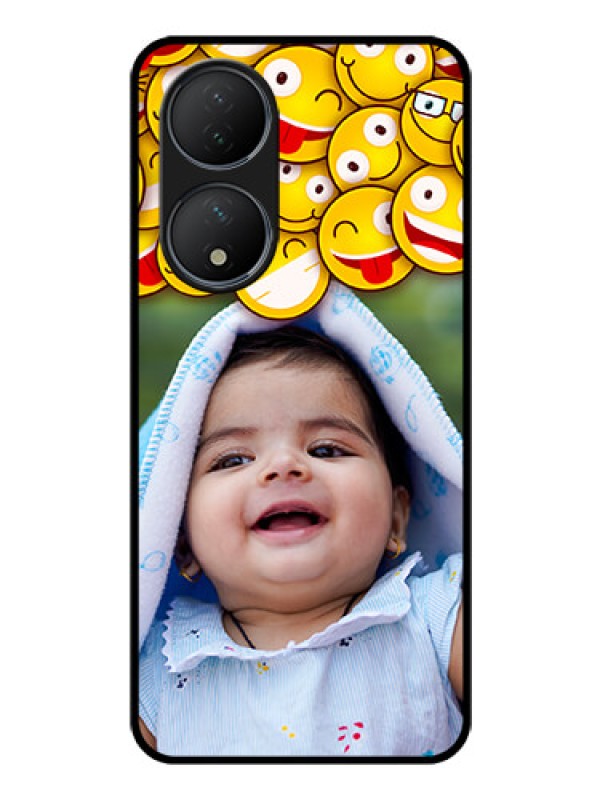 Custom Vivo Y100 Custom Glass Mobile Case - with Smiley Emoji Design