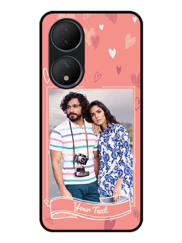 Custom Vivo Y100 Custom Glass Phone Case - Love doodle art Design